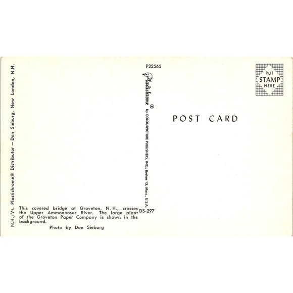 Groveton Covered Bridge New Hampshire Upper Ammonoosuc River Postcards Travel - Picture 2 of 2